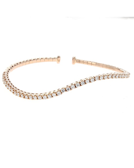 Diamond Wave Cuff Bracelet in Rose Gold